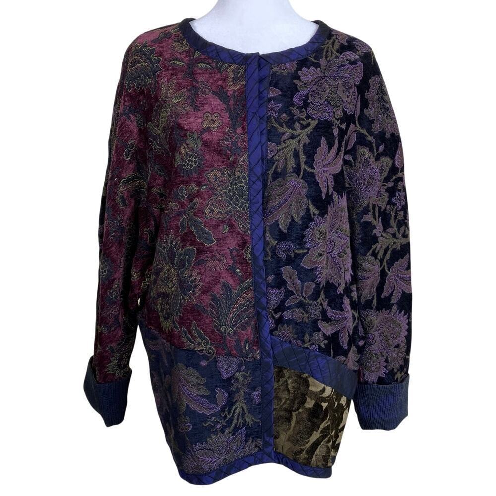 Mary Lynn O'Shea Sz M Art To Wear Handmade Floral Woven Tapestry Jacket Blazer